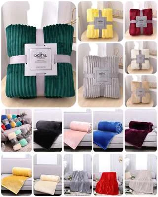 Super Soft Faux Fur Mink Throw Large Sofa Blanket Fleece Plain Warm Double King - Image 1 of 4