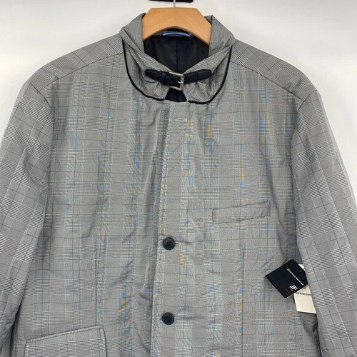 JF J.Ferrar Slim Fit Glen Plaid Jacket Men’s XL Black White Plaid Performance image 2