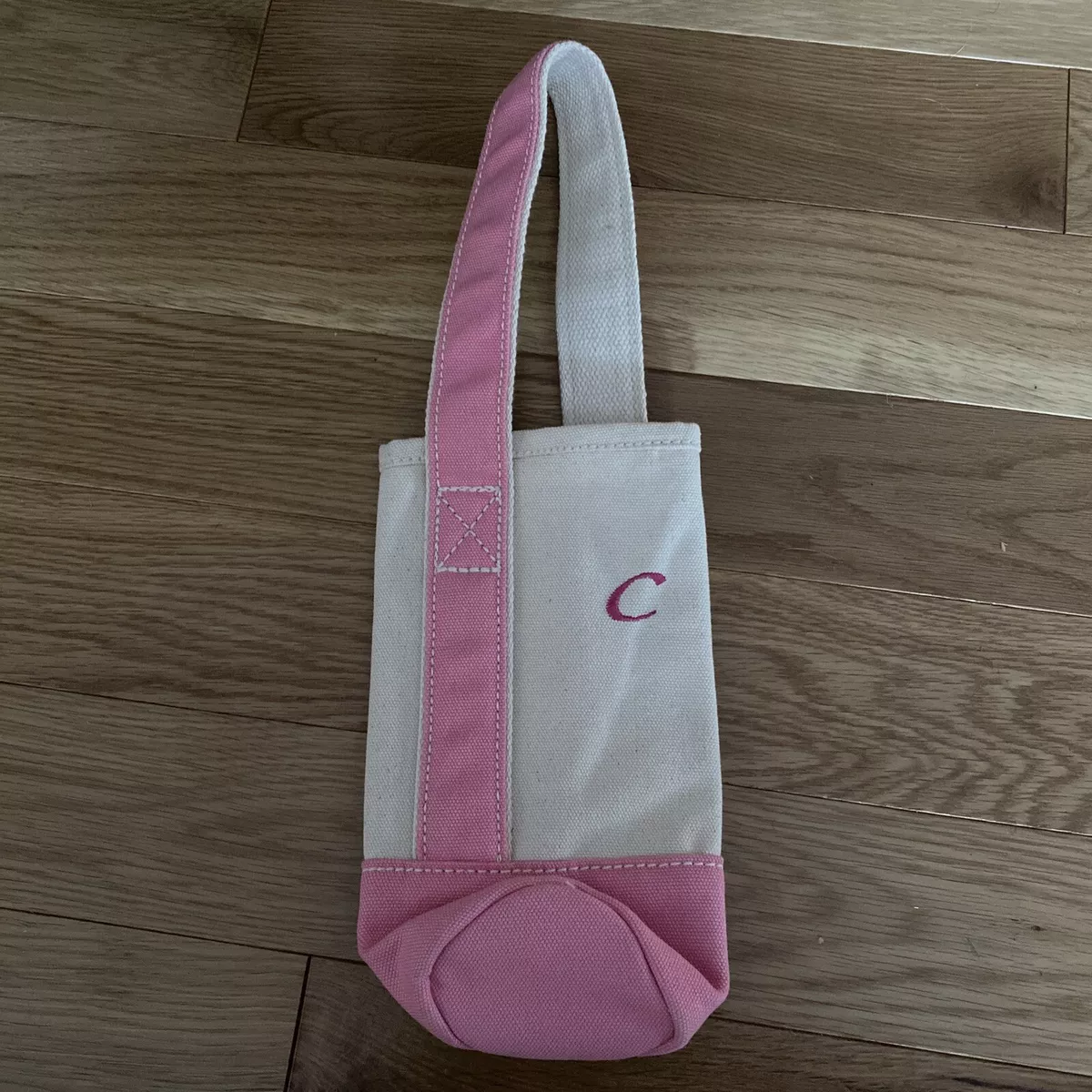 lands end wine bottle canvas bag White Pink Letter C eBay