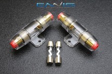  2 AGU FUSE HOLDER W/ 2 35 AMP 4 6 8 10 GAUGE IN LINE GLASS AWG WIRE NICKEL