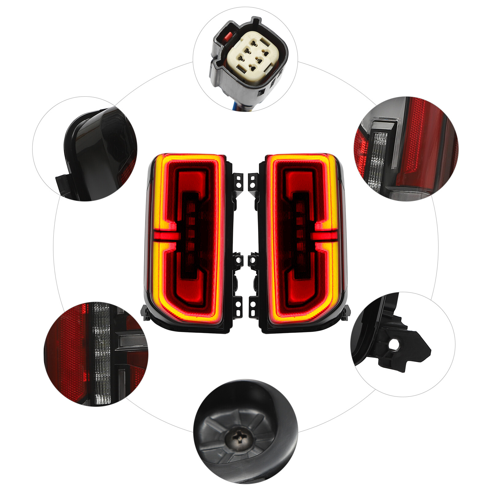 2021-2023 Ford Bronco LED Tail Light Assembly Pair with Bulbs