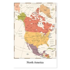Postereck - 4136 - Nordamerika: Karte, Kanada, USA & Details Wanddeko Bilder