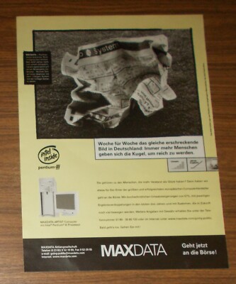 Seltene Werbung MAXDATA ARTIST PC Pentium III Personal Computer #6 1999