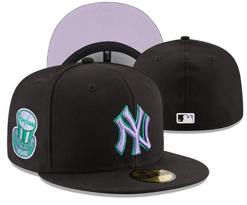 New York Yankees Fitted Hat Embroidered Baseball Cap Sonnenhut Flat Brim Cap - Bild 26 von 39