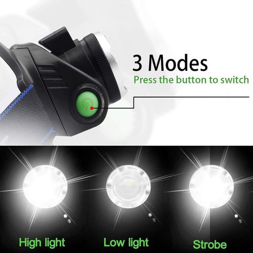 LED Stirnlampe Kopflampe CREE XML T6 1000LM Zoombar Akku 2*2200mAh Scheinwerfer - Bild 9 von 16