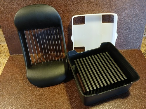3 Pc. Pampered Chef Quick Slice Manual Fruit & Vegetable Slicer Black Open Box