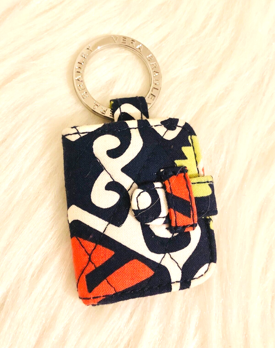 VERA BRADLEY BLUE PAISLEY PRINT KEYCHAIN MINI MIRROR KEY RING