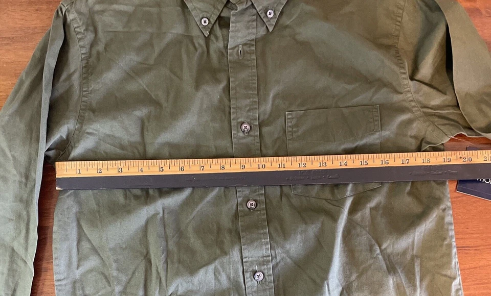 NWT Men's Basic Editions Modern Fit Army Green Long Sleeve Button Shirt Size S - Image 3 of 4