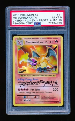 PSA 9 CHARIZARD 2016 POKEMON XY HOLO #11 AUTO MITSUHIRO ARITA STAFF PRE-RELEASE