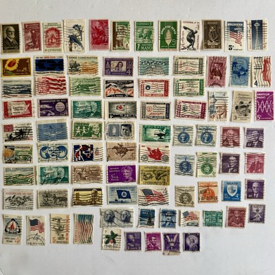 Lot of 80+ Vintage USPS Different Used 3/4/5 Cent Postage Stamps/1917-68/Lot#605