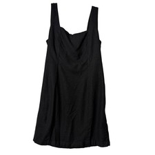 Old Navy Linen Blend Fit & Flare Mini Dress Women M Black Square Neck Sleeveless