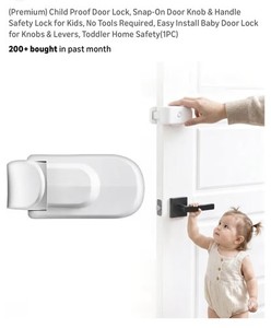 Child Proof Door Lock, Snap-On Door Knob & Handle Safety Lock for Kids & Babies