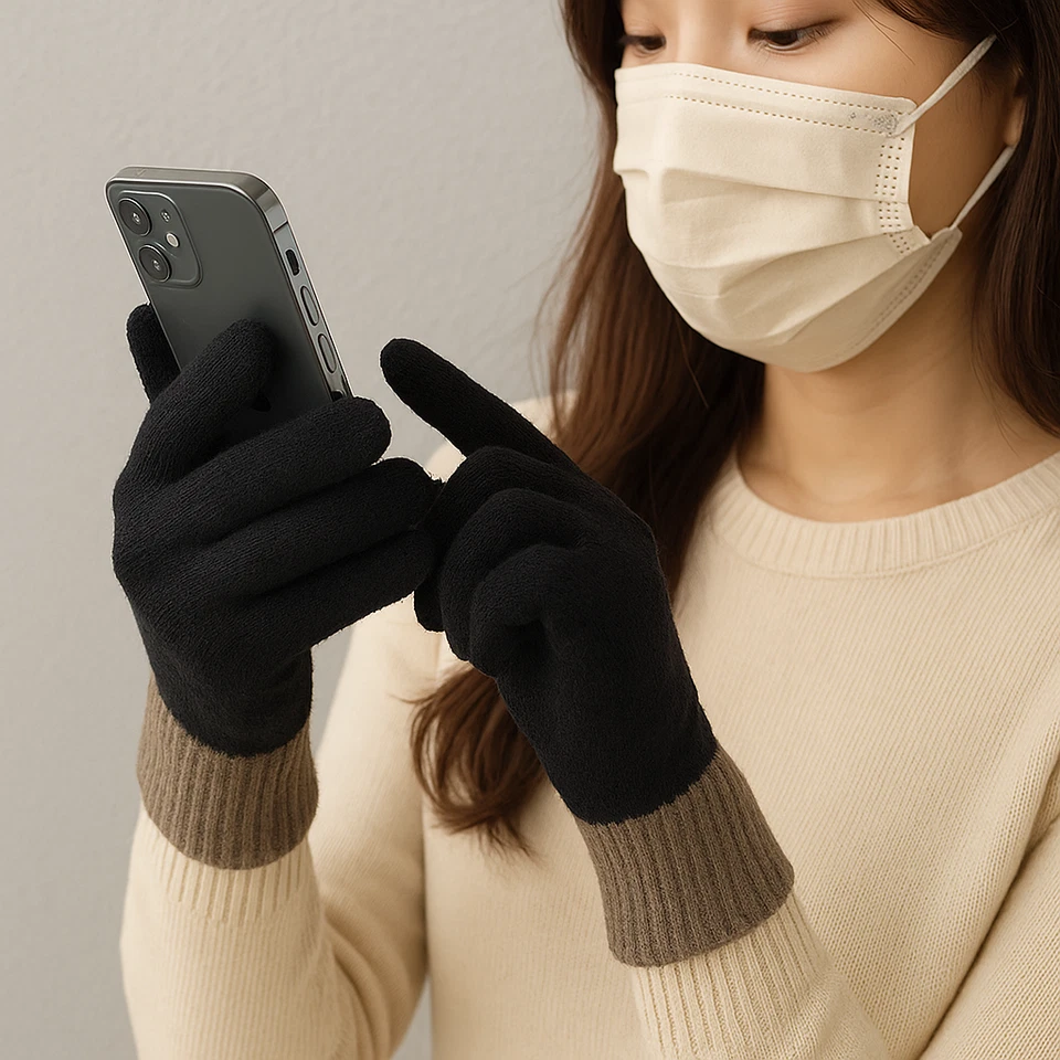 Winter Knitted Warm Gloves for Cold, Fits Most Mens Women Unisex Kids Stretchy - Image 4 of 4