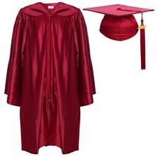 Unisex Shiny Kindergarten Graduation Gown Cap Tassel School Ceremony Outfit