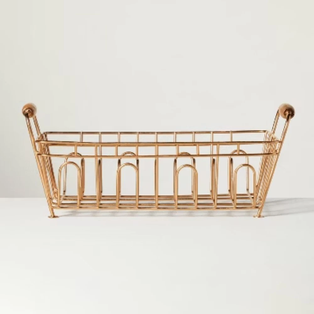Metal Drying Rack Copper Finish - Hearth & Hand™ with Magnolia: Freestanding Iron & Wood, Countertop Kitchen Organizer - Thumbnail 3