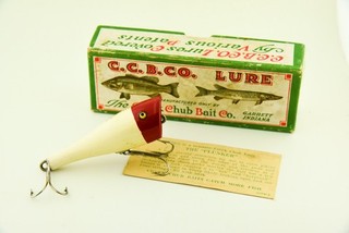 Vintage Creek Chub Plunker Antique Fishing Lure End Label Box & Hang Tag RS3