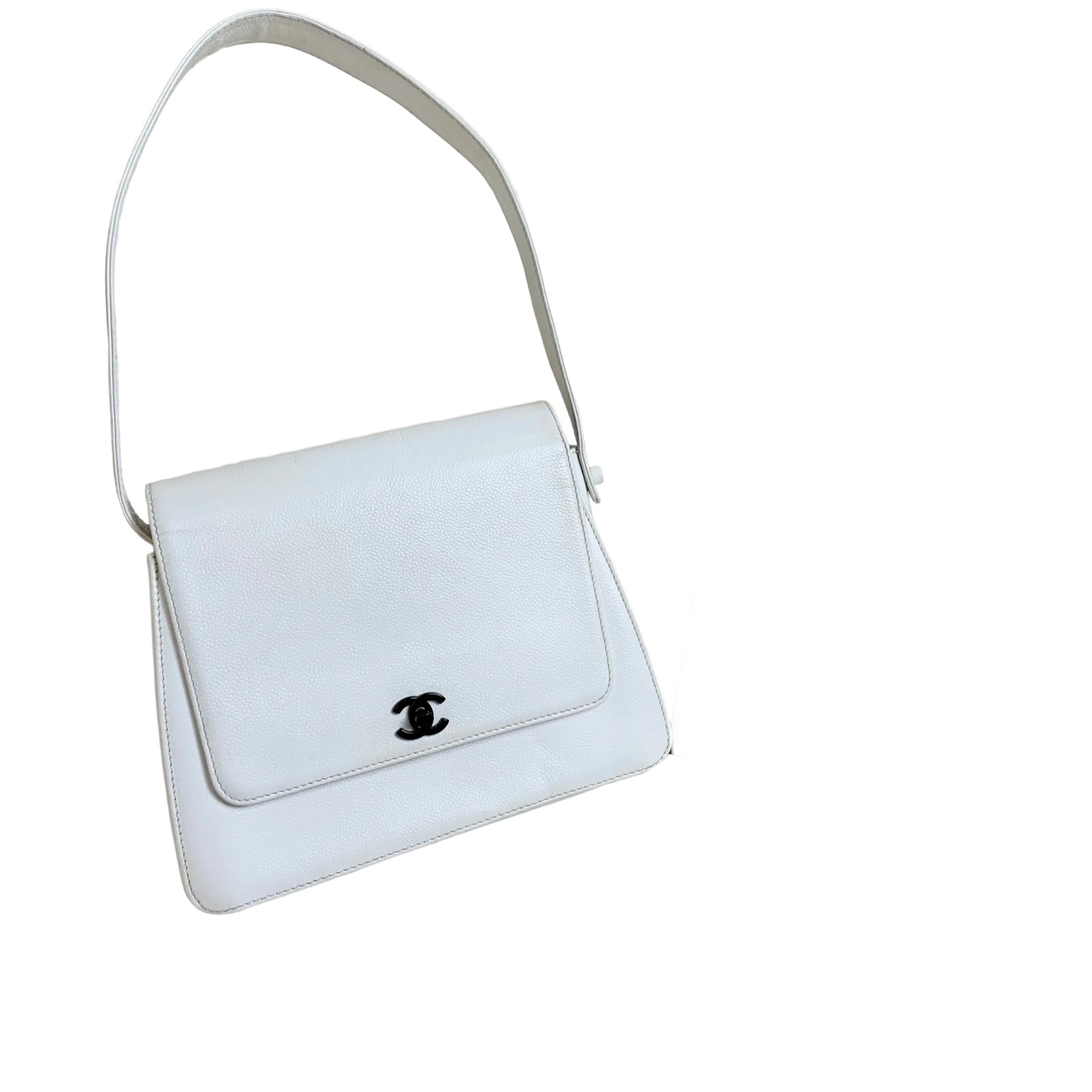 Chanel Vintage White Calfskin Kelly Top Handle Bag