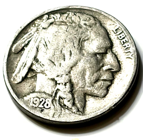 1928 S Buffalo Nickel 5c US Coin XF Copper Nickel Content