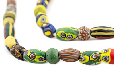 Oval Antique Venetian African Millefiori Trade Beads #15882 10mm Ivory Coast