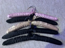Lot 5 satin padded clothes hangers pastel colors and black
