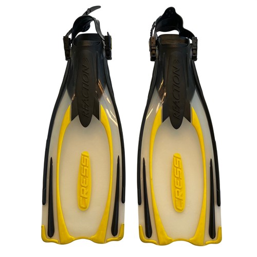 Cressi Reaction Open Heel Scuba Diving Fins Yellow Black Made in Italy Size S-M