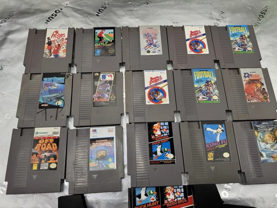 Nintendo NES Juego Lote 15 Juegos Kung Fu Off Road Captain Skyhawk Duck Hunt Retro Foto 3 de 4