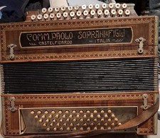 Vintage Wooden Paolo Soprani e Figli Button Accordion. A couple noticeable flaws