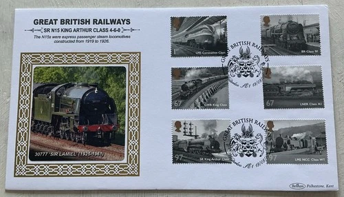 GB QEII 2010 Great British Railways Benham Numbered Silk FDC Waterloo SHS Cat£15