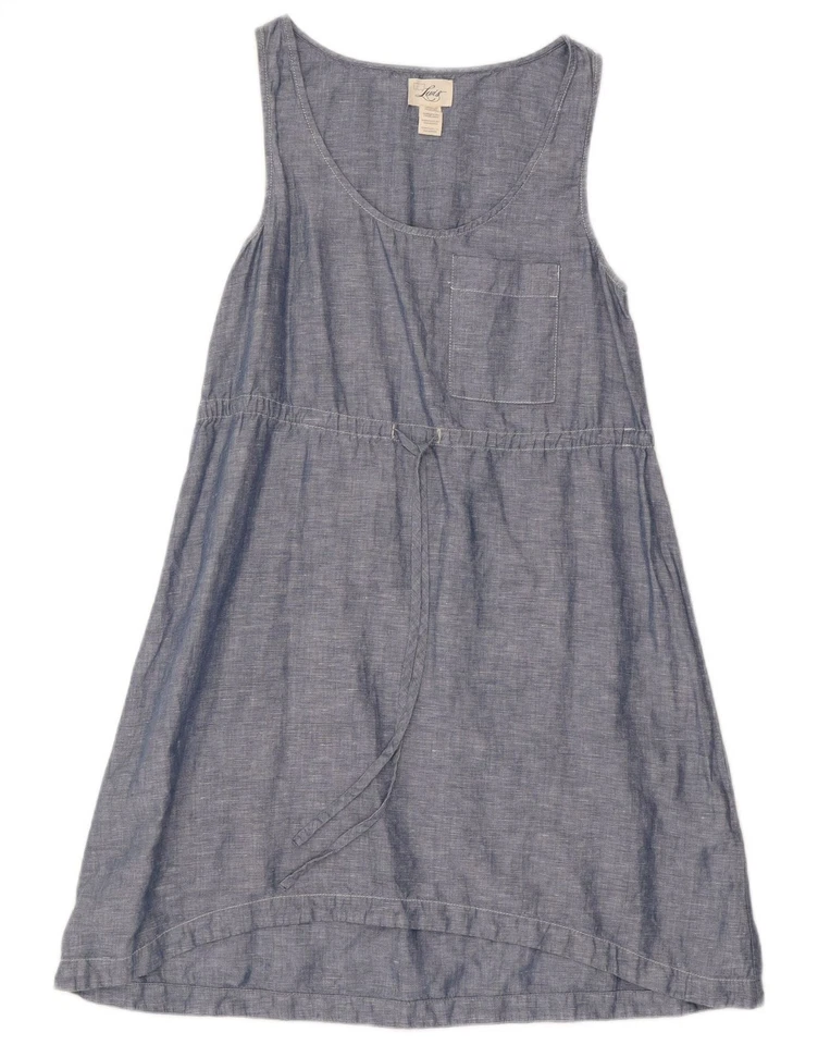 Vestido LEVI'S para mujer sin mangas línea A Reino Unido 10 pequeño azul lino CK02 Foto 2 de 4