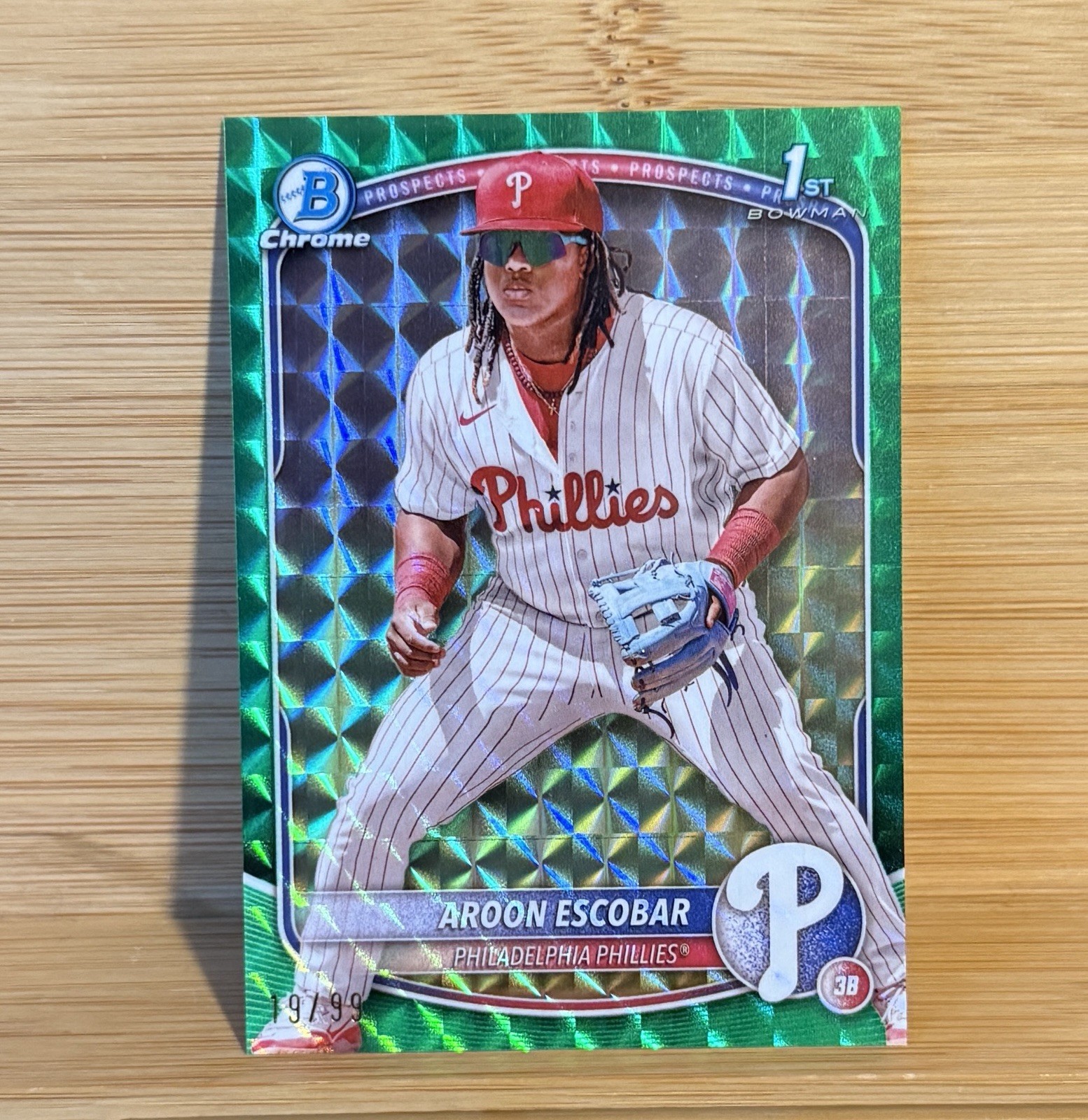 AROON ESCOBAR 2025 BOWMAN CHROME 1ST GREEN GEOMETRIC /99