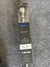 Brushed Steel Curtain Pole Extendable 4ft To 7ft With Brackets And Fixings.