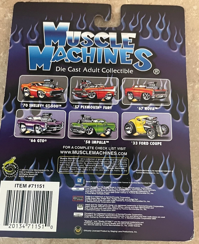 2005 Muscle Machines 04-20 '57 Plymouth Fury Black 1:64 Die-Cast - Image 4 of 4