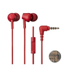 Audio-Technica ATH-CK350XiS RD Wired Earphones Red PCR Plastic Mic Remote New