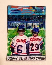 Oliva & Carew 1/1 Sketch Acrylic & Marker Minnesota Twins Custom Card Art Mpls.