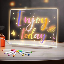 11.8 X 7.9” Led Note Board with Colors, Acrylic Dry Erase Board with Light