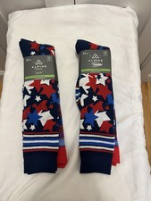 2 Packs Alpine Design Mens Snowsport Socks Stars Stripes LG 8-12,4 Pairs Total