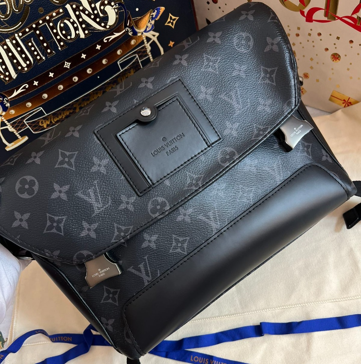 Louis Vuitton Voyager PM Black Monogram Shoulder Crossbody Bag New