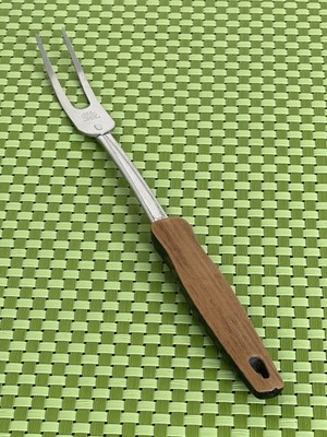 Ekco USA Stainless 2 Tine Meat Carving Serving Fork Black & Brown Handle 11 3/4''