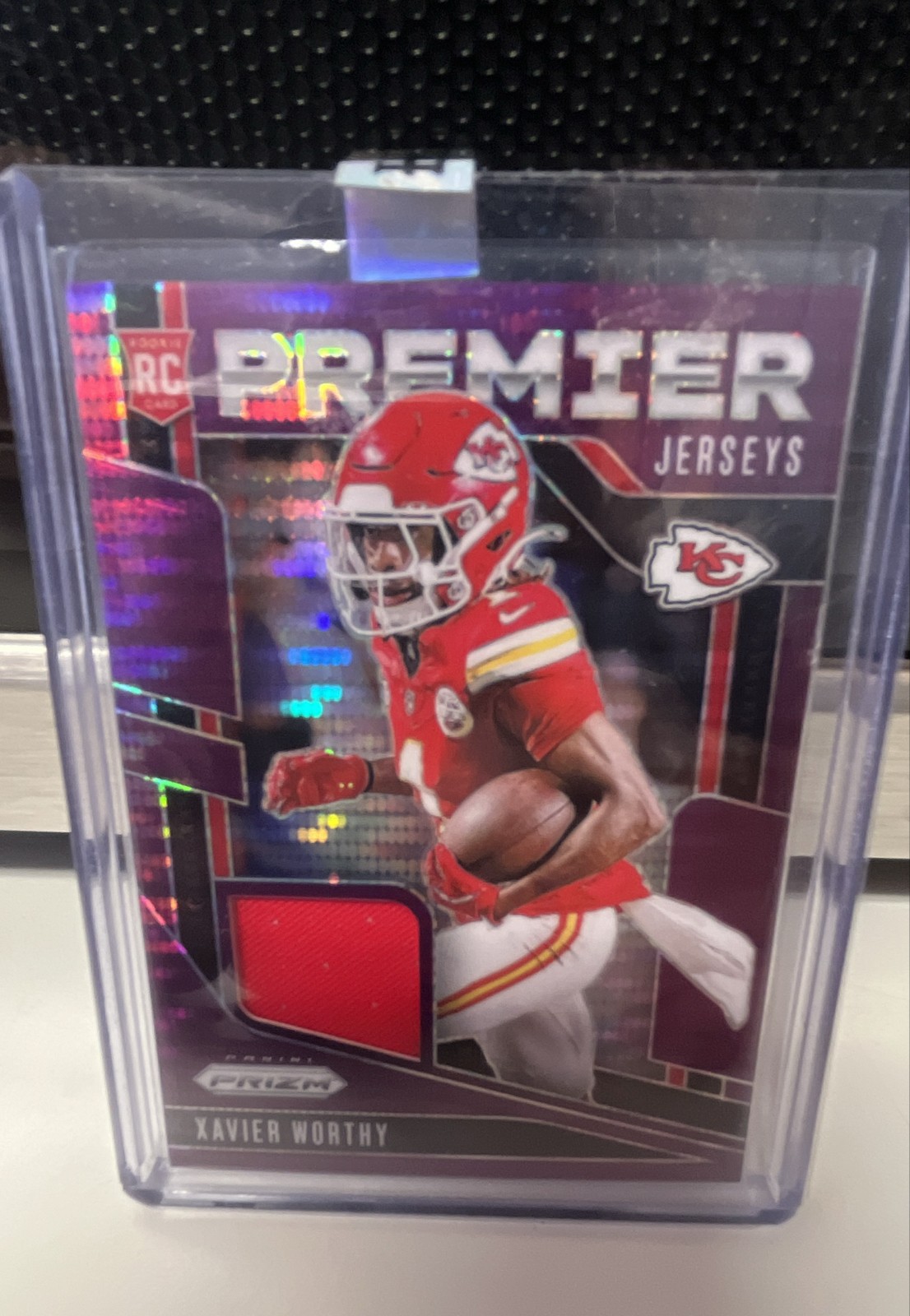 2024 Panini Prizm - Premier Jerseys Xavier Worthy #PJ-XWY Purple Pulsar Prizm RC