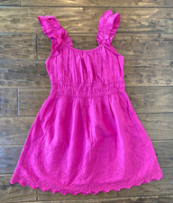 NWT Old Navy Waist-Defined Ruffle Mini Dress Pink Dragon Fruit Women’s Large