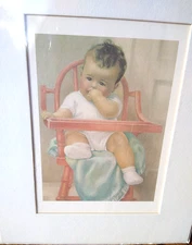 Vtg Bessie Pease Gutmann His Majesty Baby In High Chair Litho Portal 8 X 10 Mat 