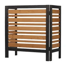 3-Panel Air Conditioner Fence Screen, Outside Wood Privacy Fence, Backyard Patio