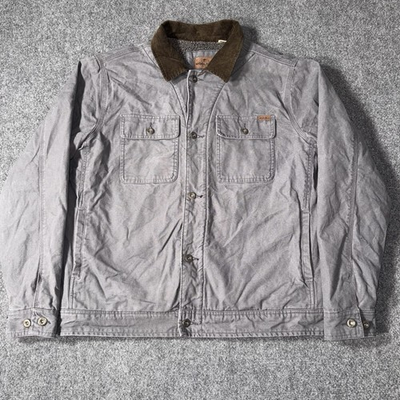 #ad Woolrich Canvas Sherpa Lined Trucker Jacket Mens Large Barn Chore Coat Work $38.00