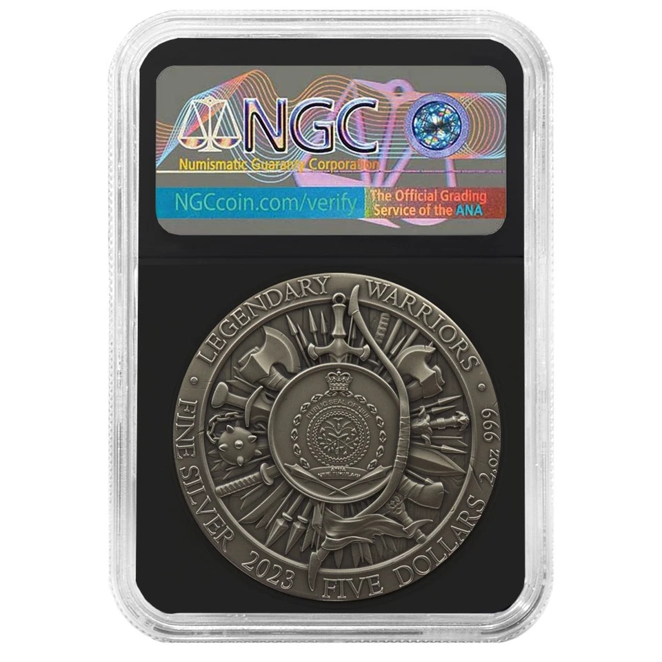 2023 Julius Caesar 2 oz High Relief Silver Antiqued & Gold Gilded NGCX MS10 - Image 2 of 3