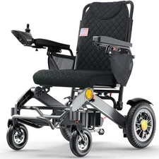 30 Mile Range Foldable Electric Wheelchairs for Adults & Seniors, Black
