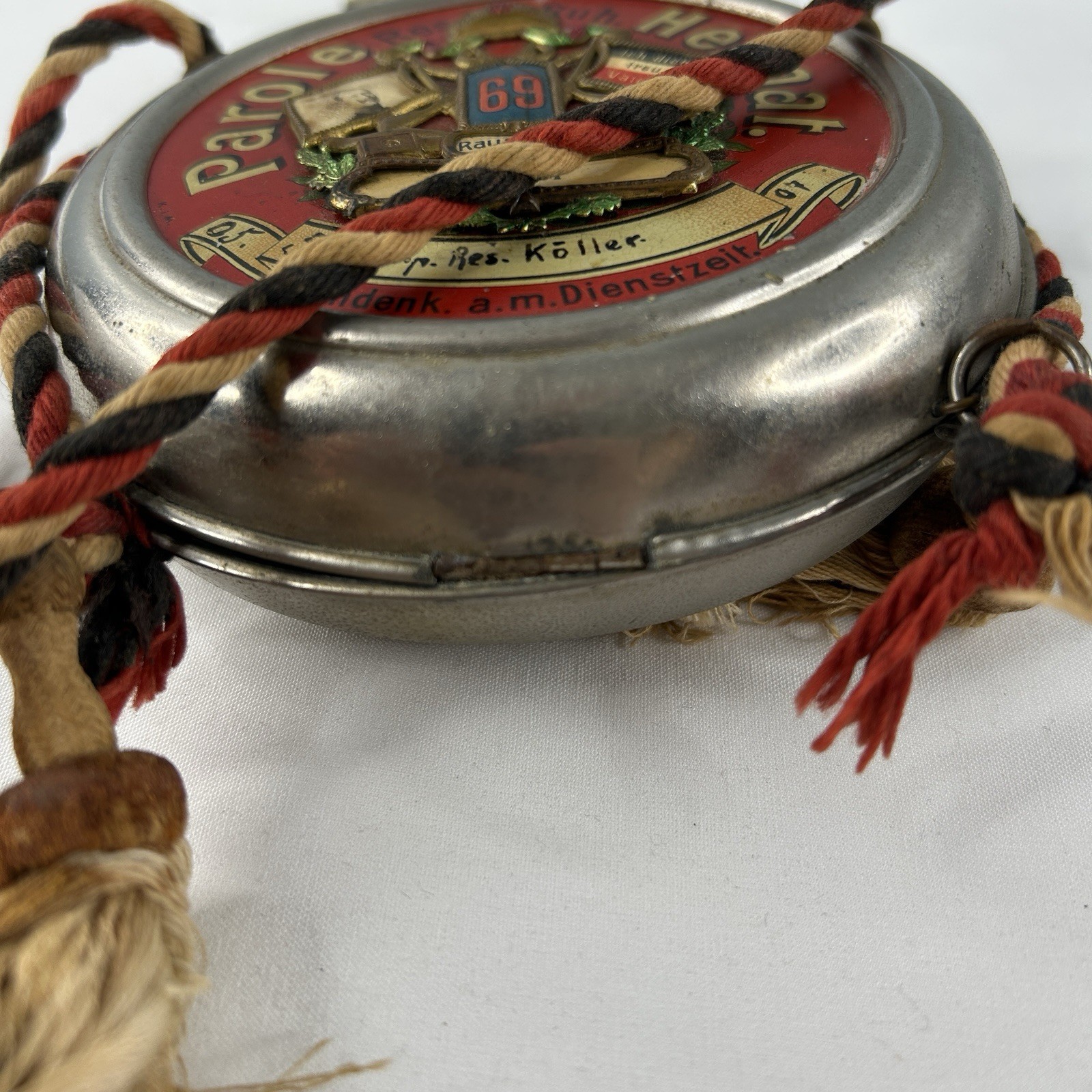 Pre WWI German Flask Metal/Glass Parole Heimat Soldier Reservist