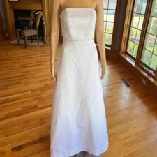  David's White Strapless Empire Floor Length Bridal Gown Wedding Dress Size 6