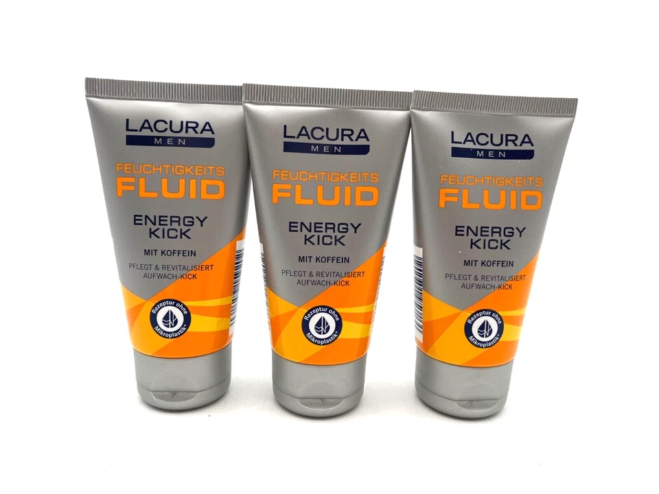 3er Set Lacura Men Feuchtigkeits Fluid Energy Kick mit Koffein je 75ml Neu