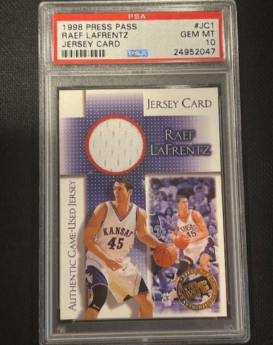 Raef LaFrentz 1998 Press Pass Jersey Card #JC1 #39/425 RC NBA Nuggets - PSA 10