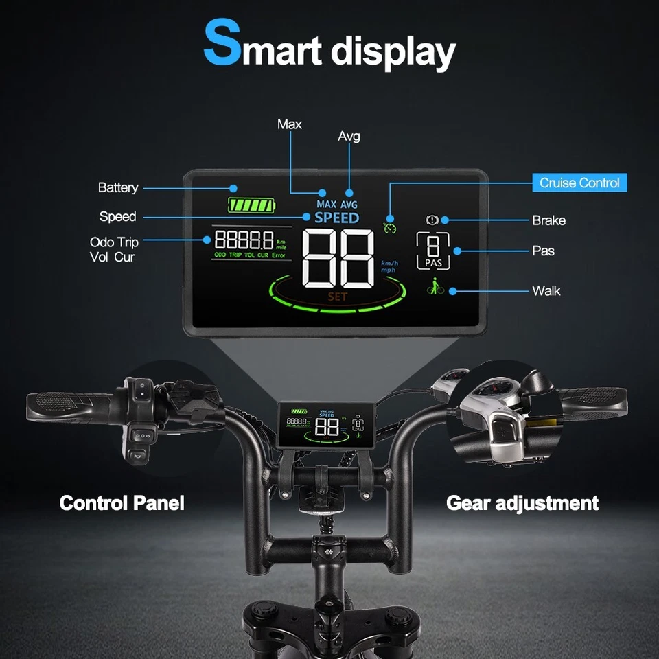 750W Electric Bicycle 20" Fat Tyre 45KM/H removable battery mountain ebike - image 3 of 4